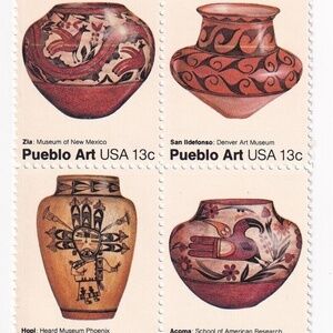 "Pueblo Indian Art" 13 CENT 1977 MNH BLOCK OF 16   #205239659727